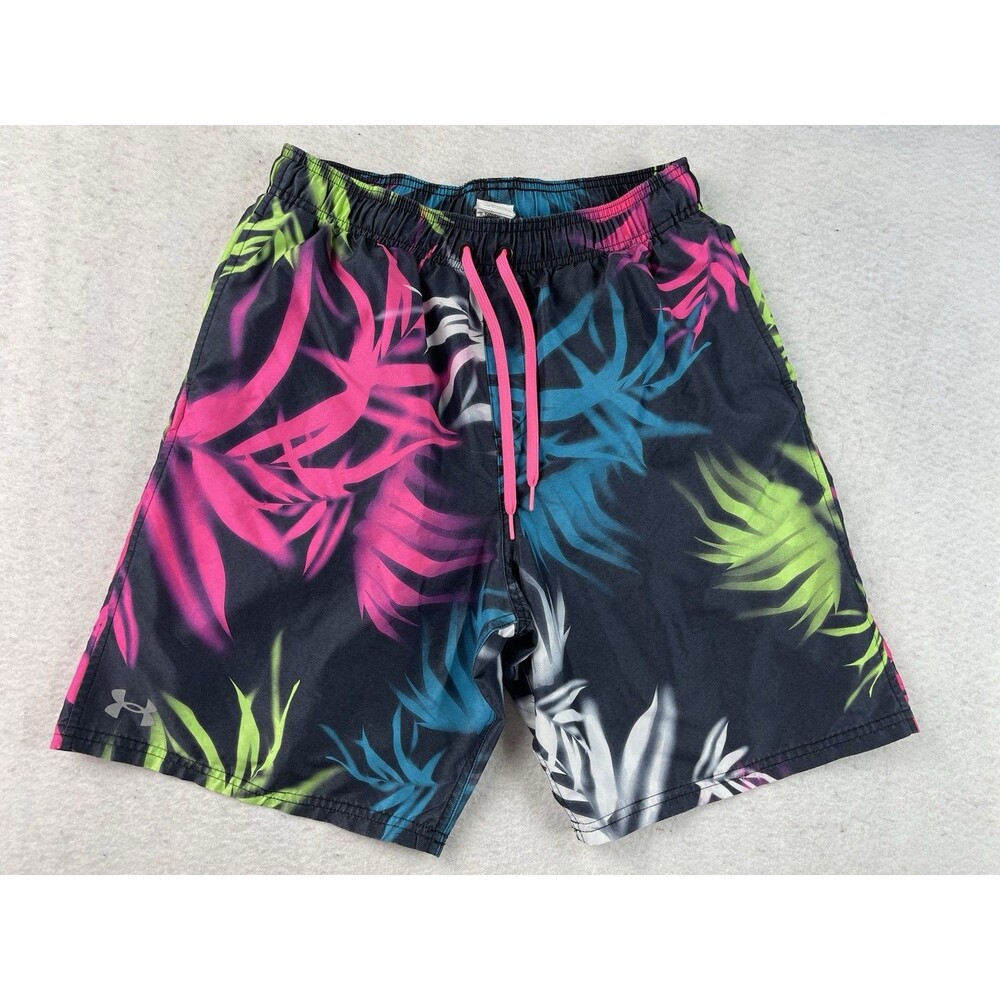 Under Armour Men’s Medium Multicolored Palm Tree Graphic Print Swim Trunks
